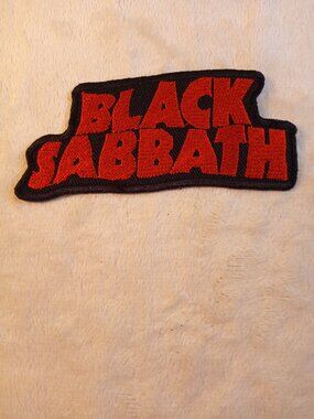 Red and Black embroidered Black Sabbath iron on patch